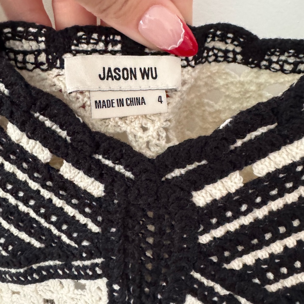 Jason Wu Black and Cream Crochet Women Top Size 4 - Picture 4 of 4